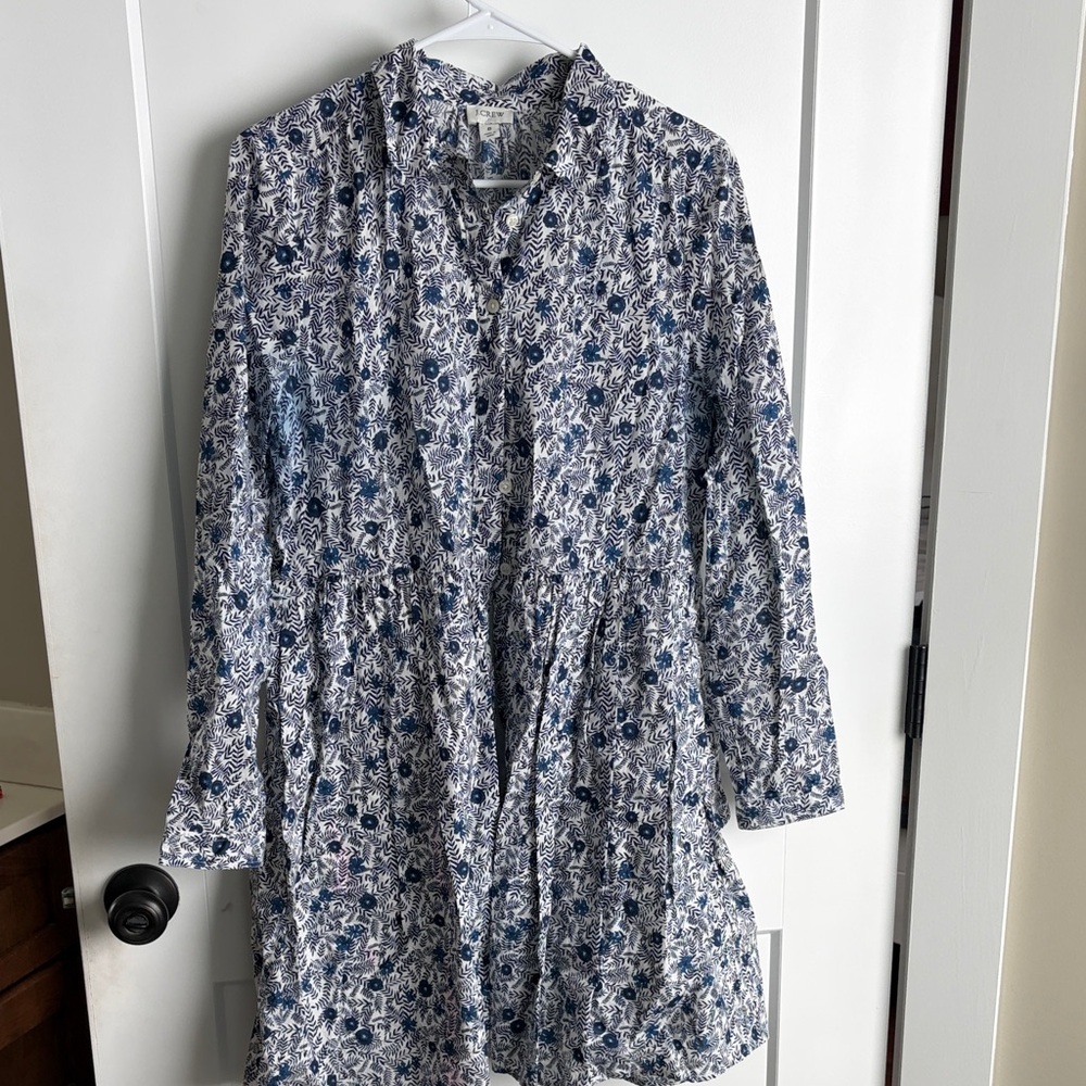 J. Crew Navy and White Floral Blouse
